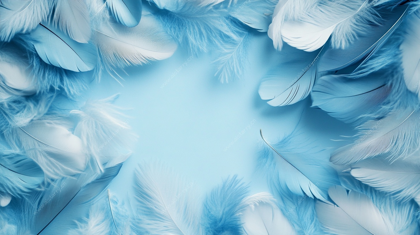 梦幻蓝白羽毛背景图