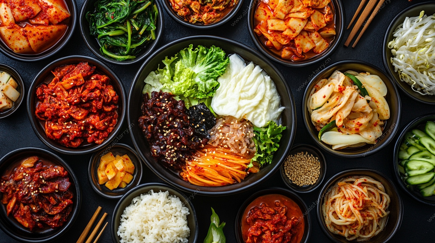 多样韩式美食拼盘展示