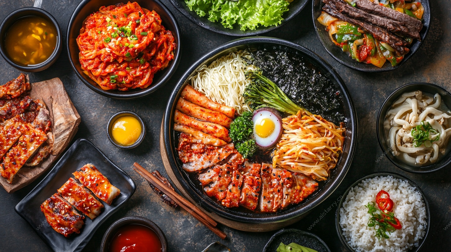 丰盛韩式美食拼盘