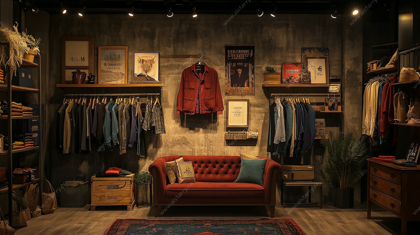 复古风男装店室内陈列