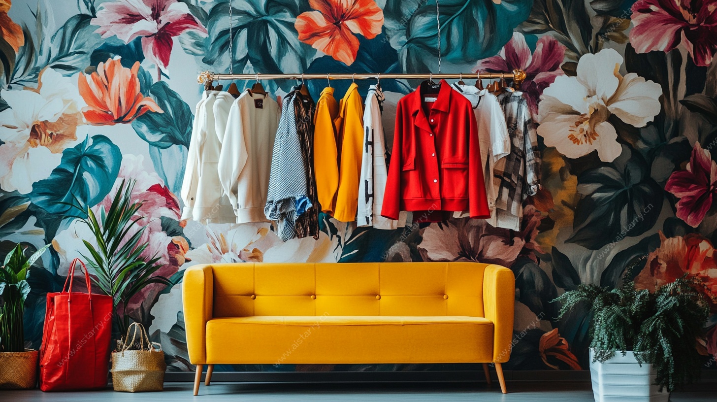 时尚服装展示区一角