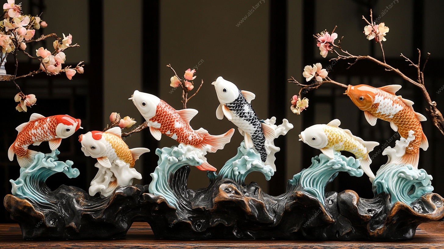 锦鲤摆件 灵动中式装饰