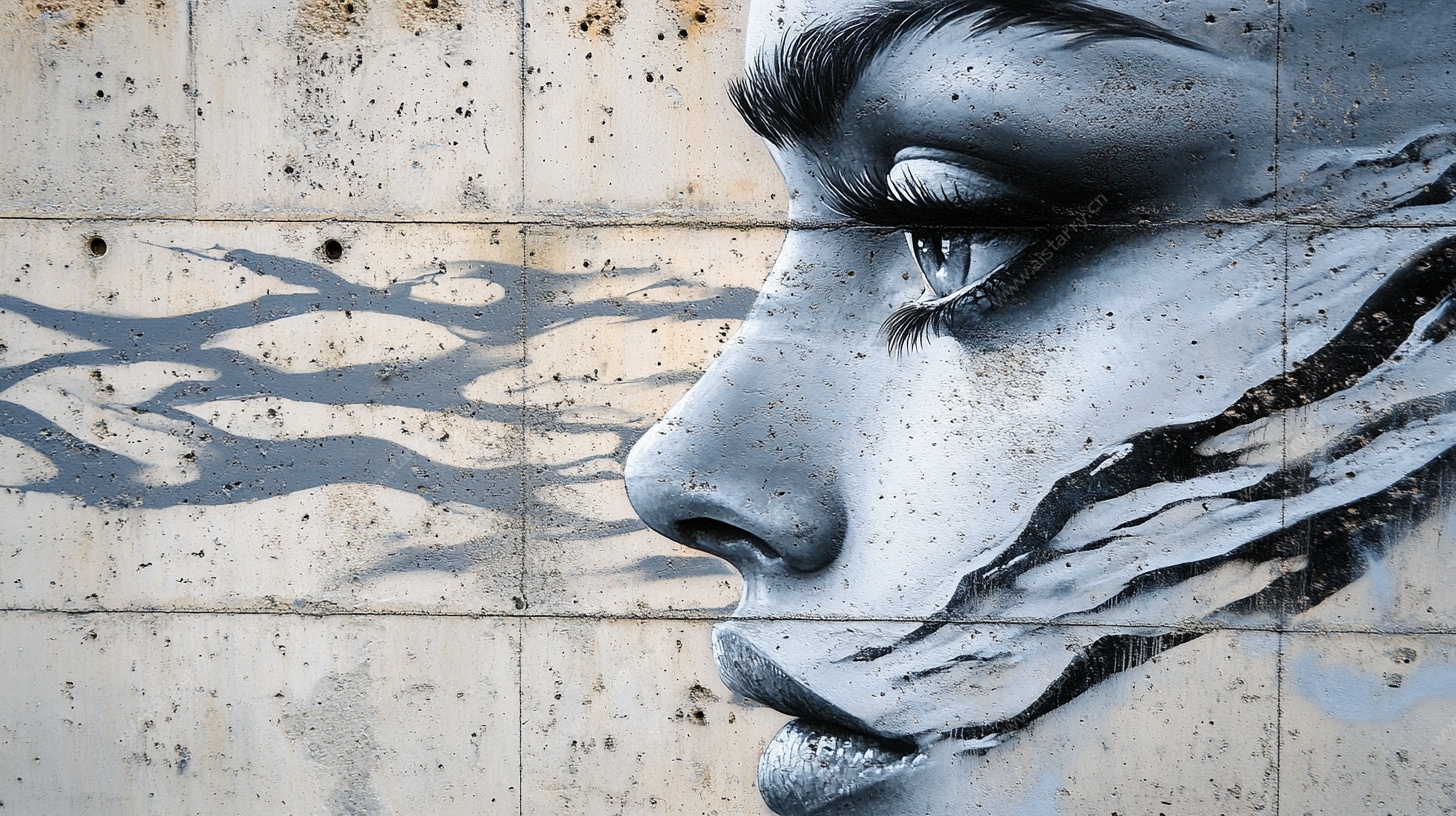 人脸墙绘艺术特写