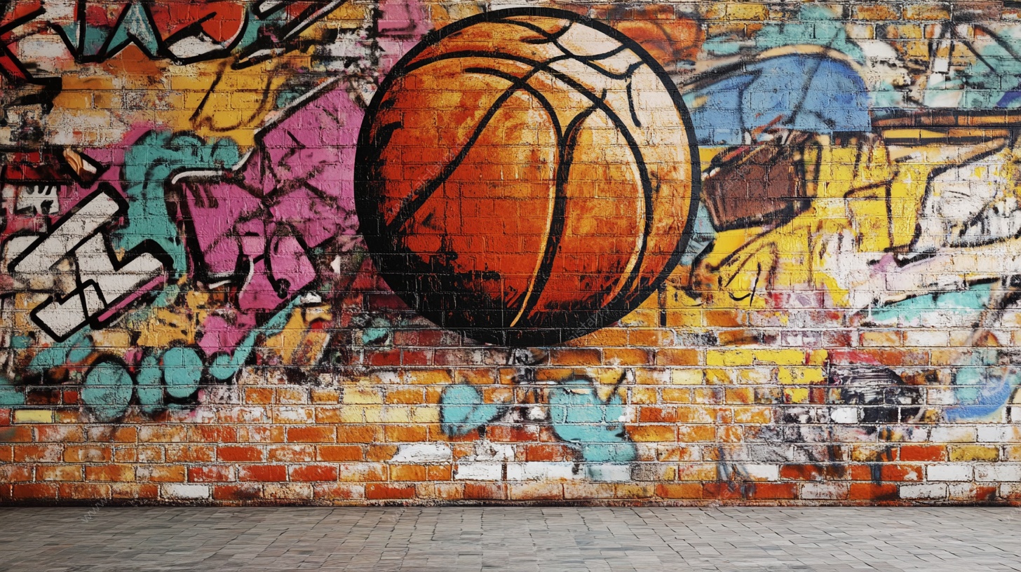 篮球涂鸦墙 街头艺术风