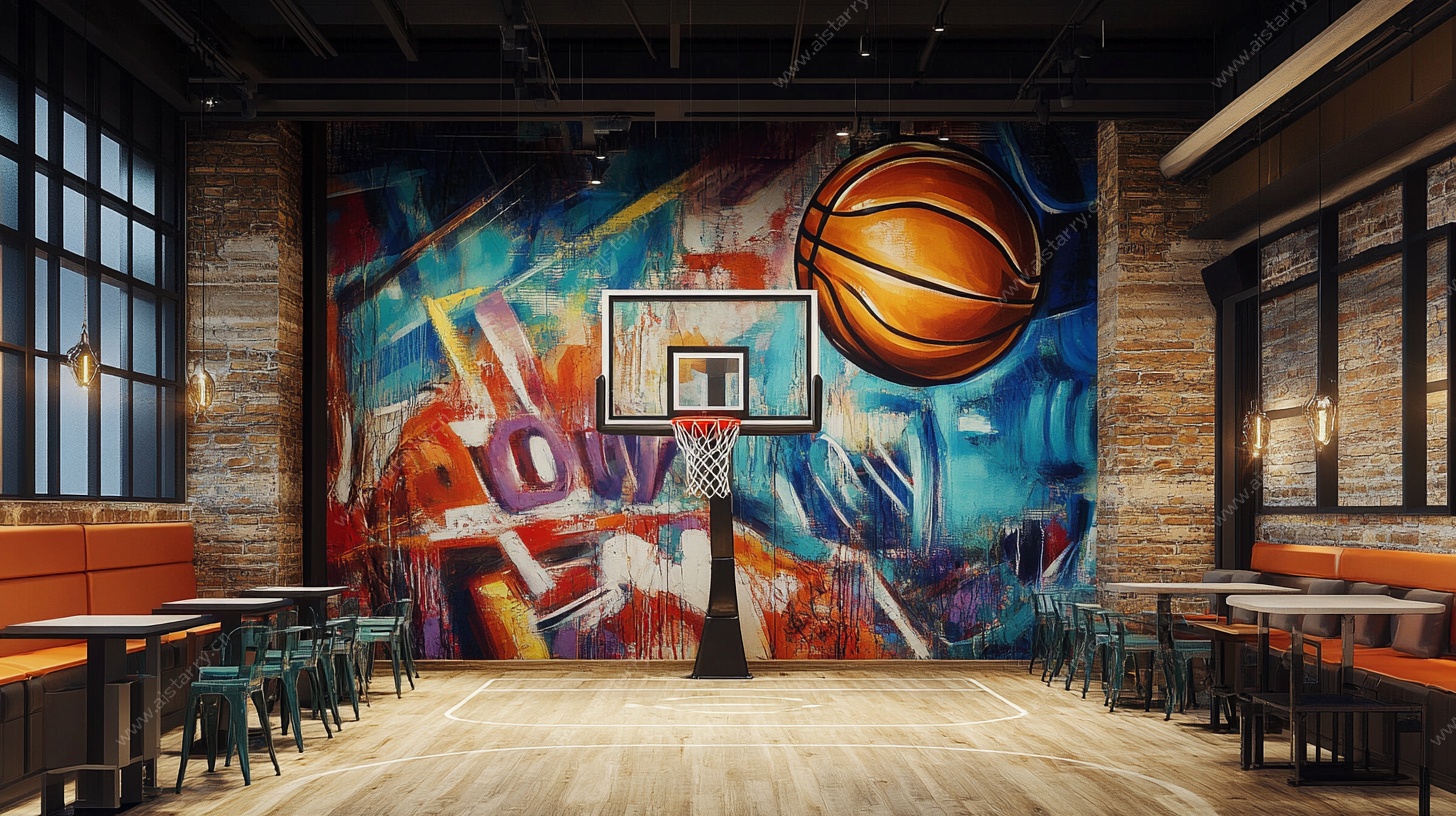 篮球主题餐厅室内设计图