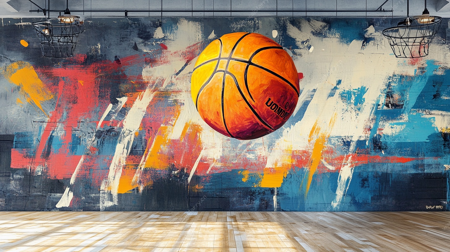 篮球主题涂鸦风室内场景