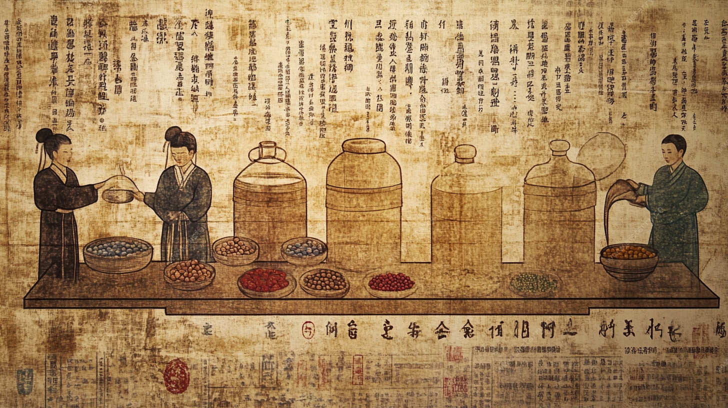 古代酿酒场景图