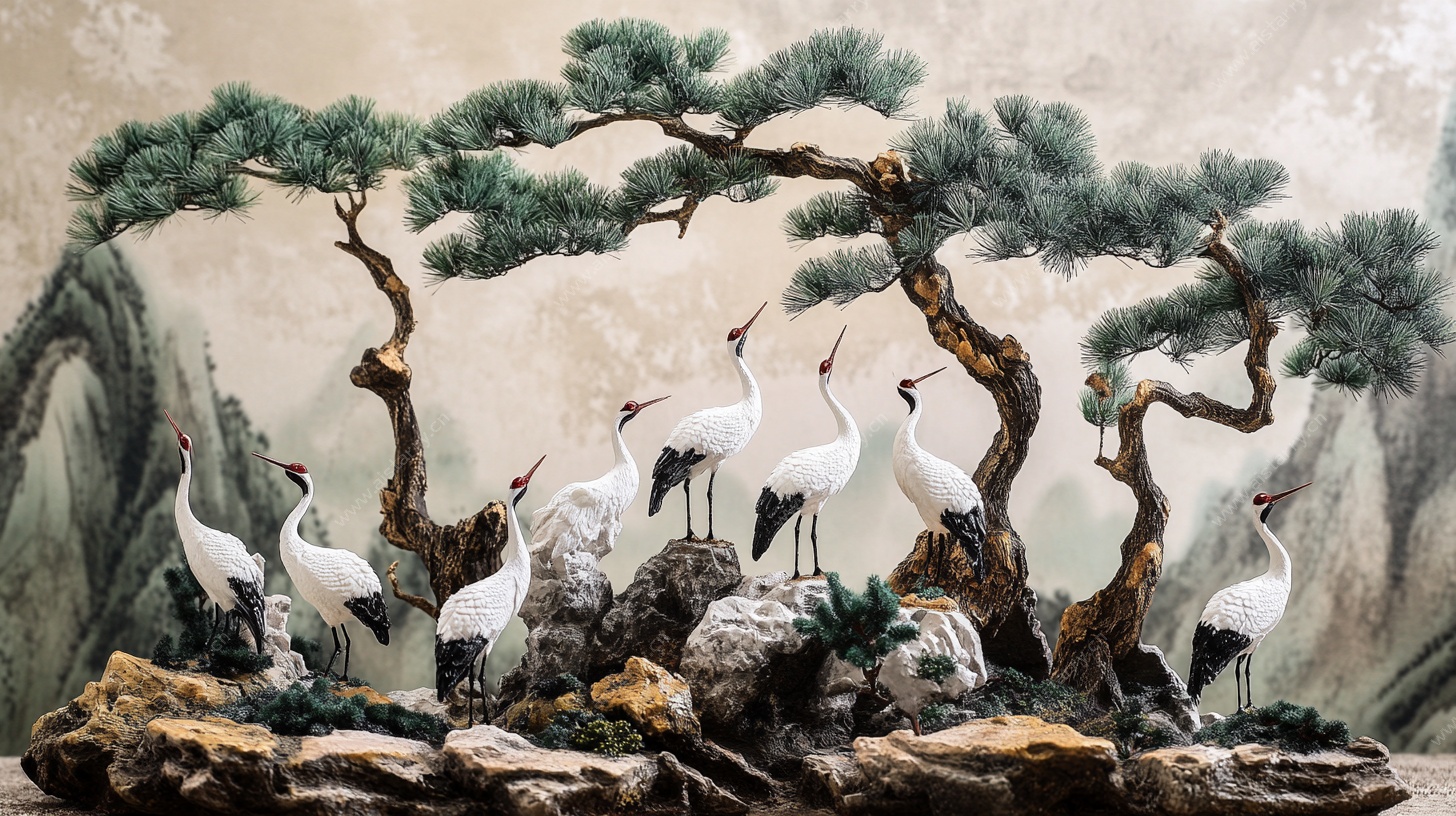 松鹤延年景观摆件