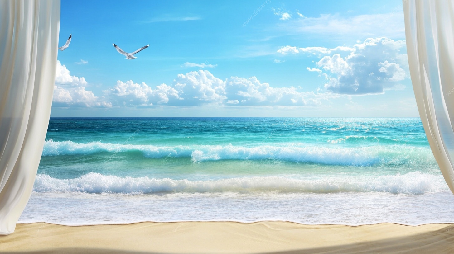 窗边海景 海鸥飞翔