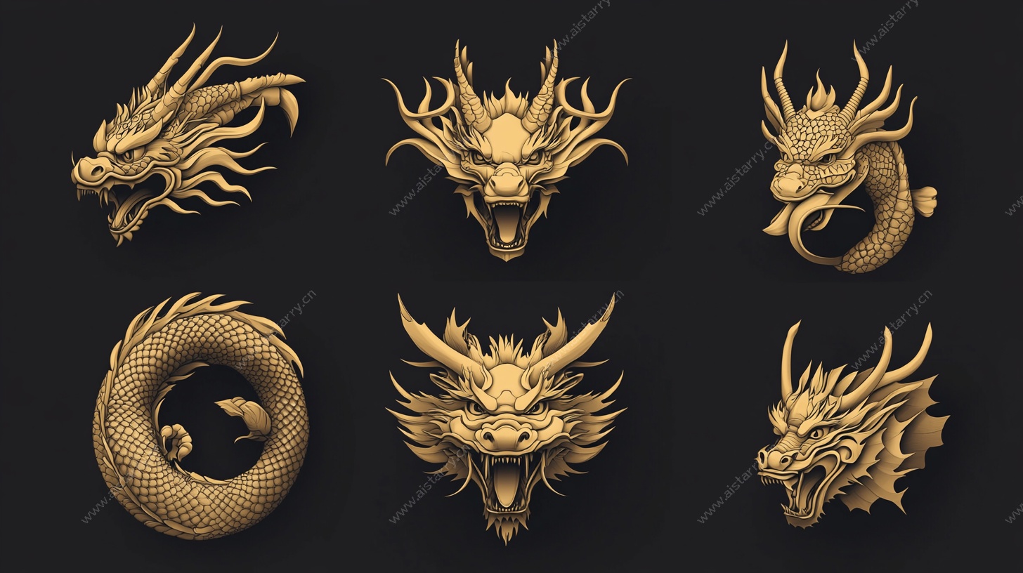 金色龙首3D模型集合