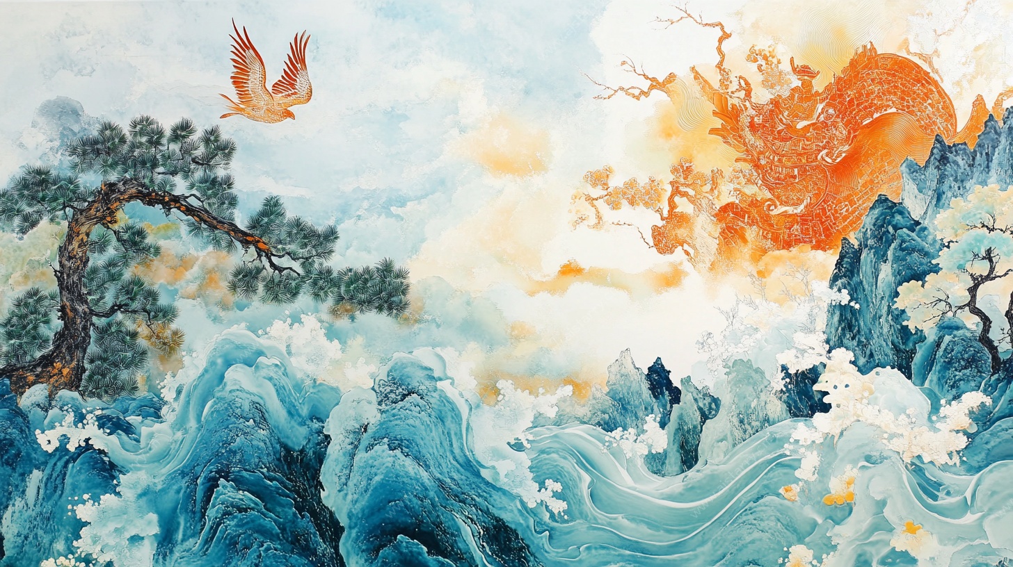 山海绘景 飞鸟青松入画