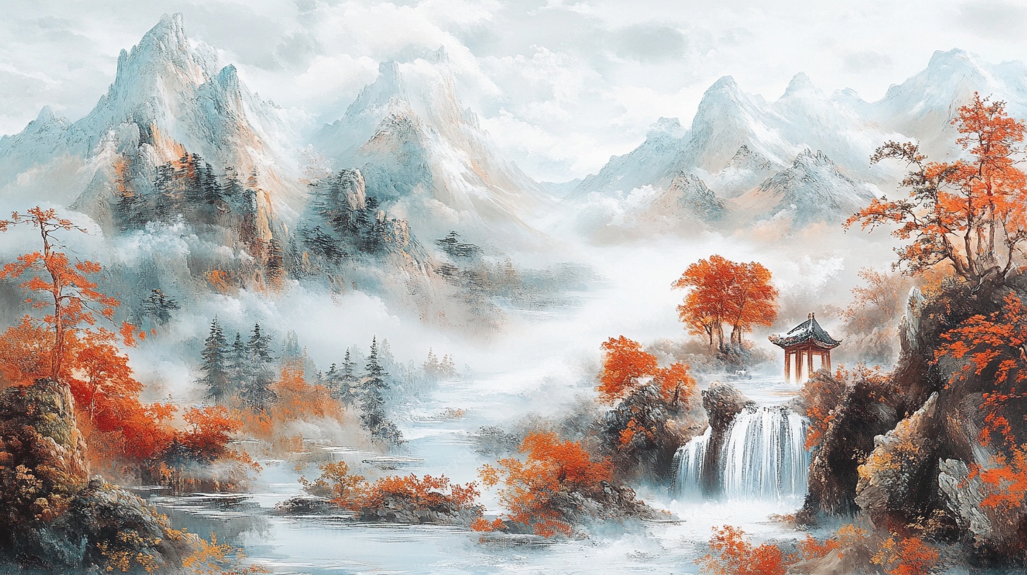 秋意山水间的诗意景致