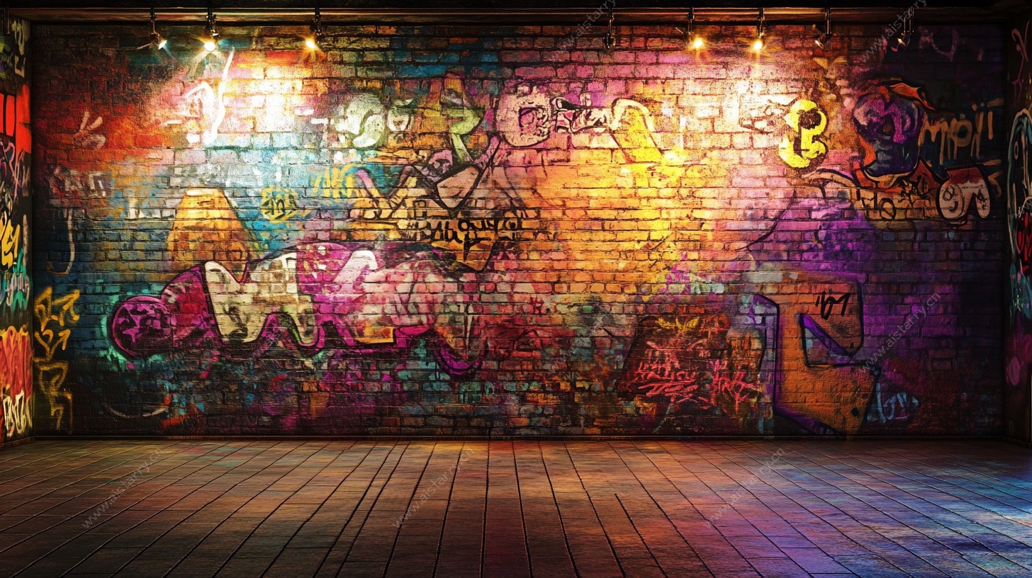 炫彩街头涂鸦艺术墙面