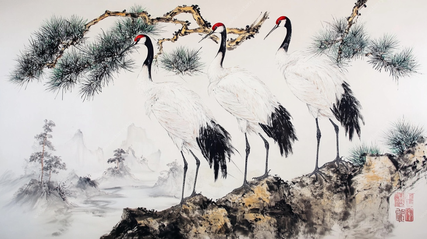 艺术国画松鹤图