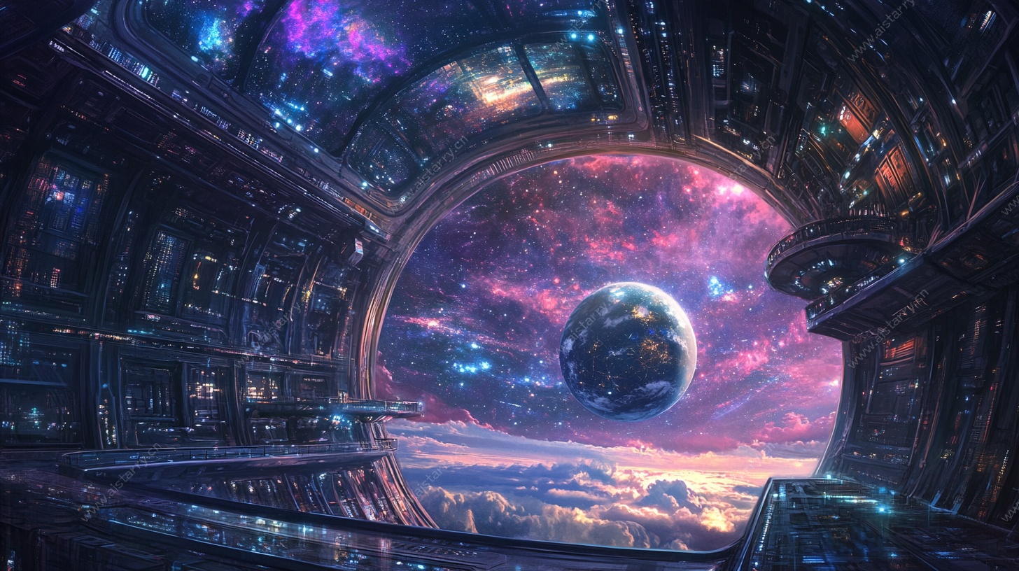 未来宇宙空间站奇幻景象