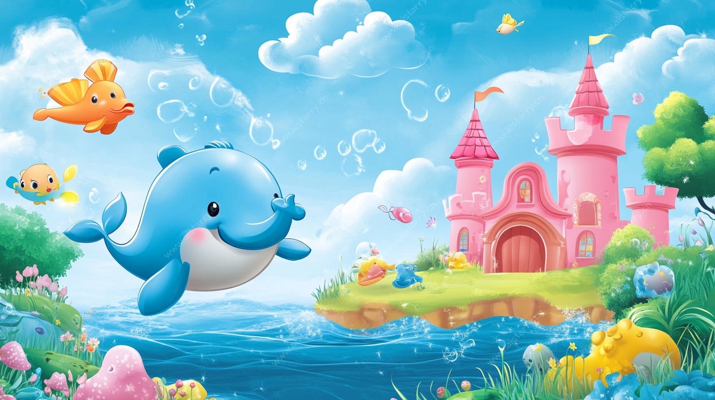 梦幻海洋城堡童话插画