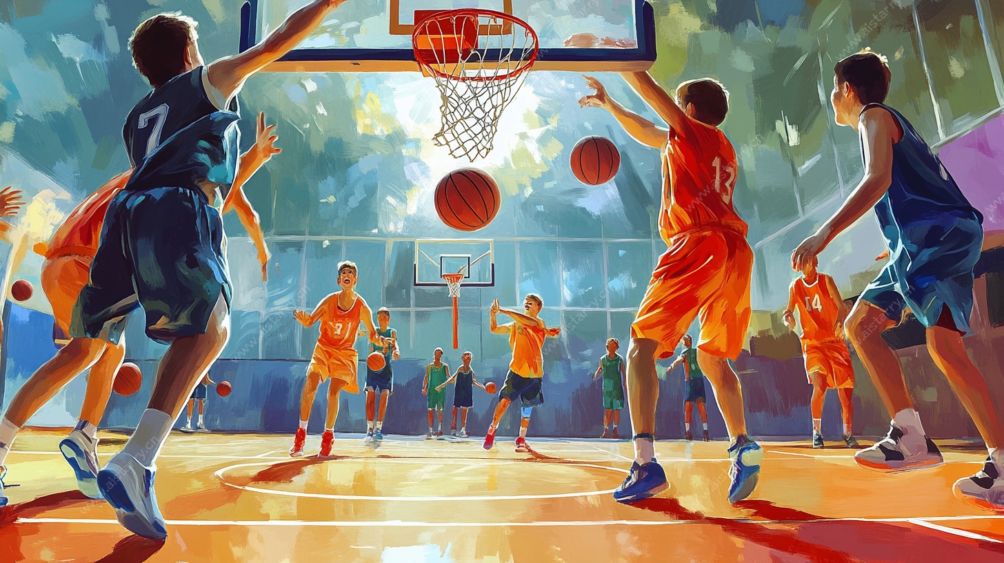 激烈篮球比赛瞬间