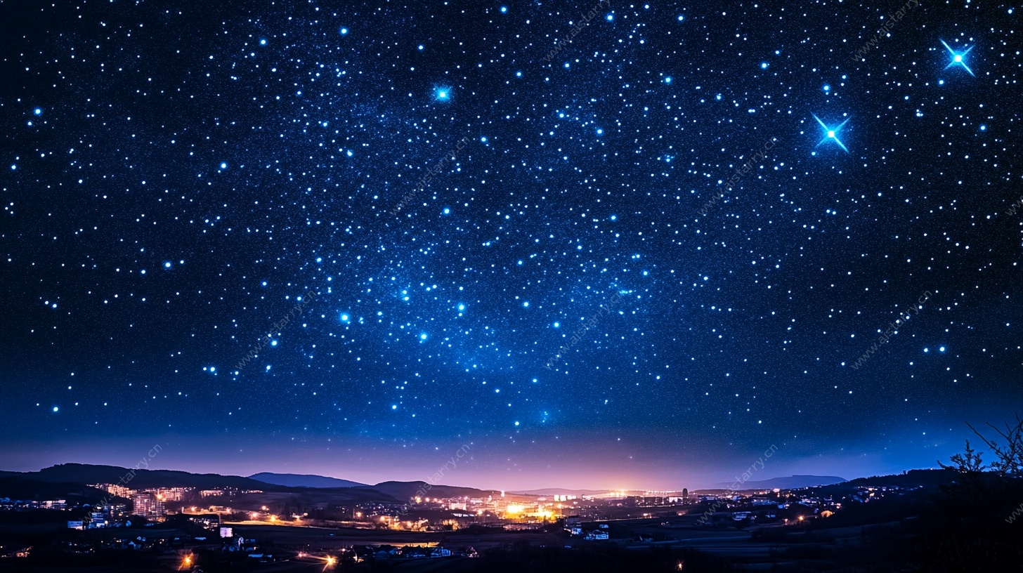 梦幻星空下的城市夜景