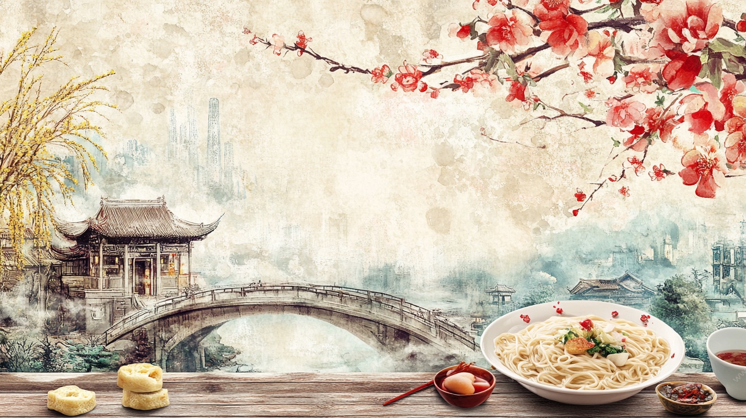 中式古风美食风景画面
