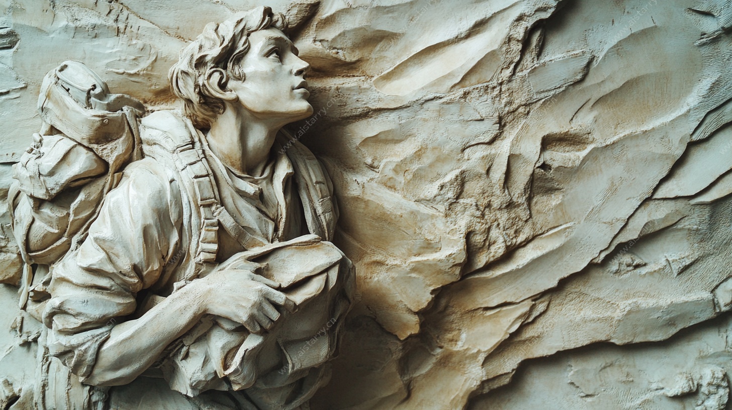 背包旅人浮雕形象