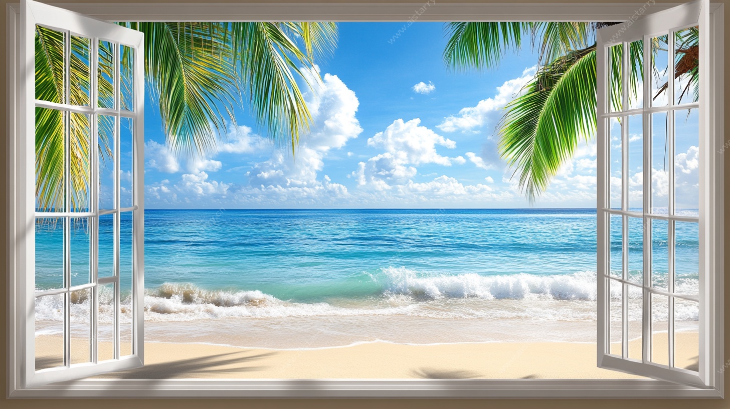 窗外的海滨风光