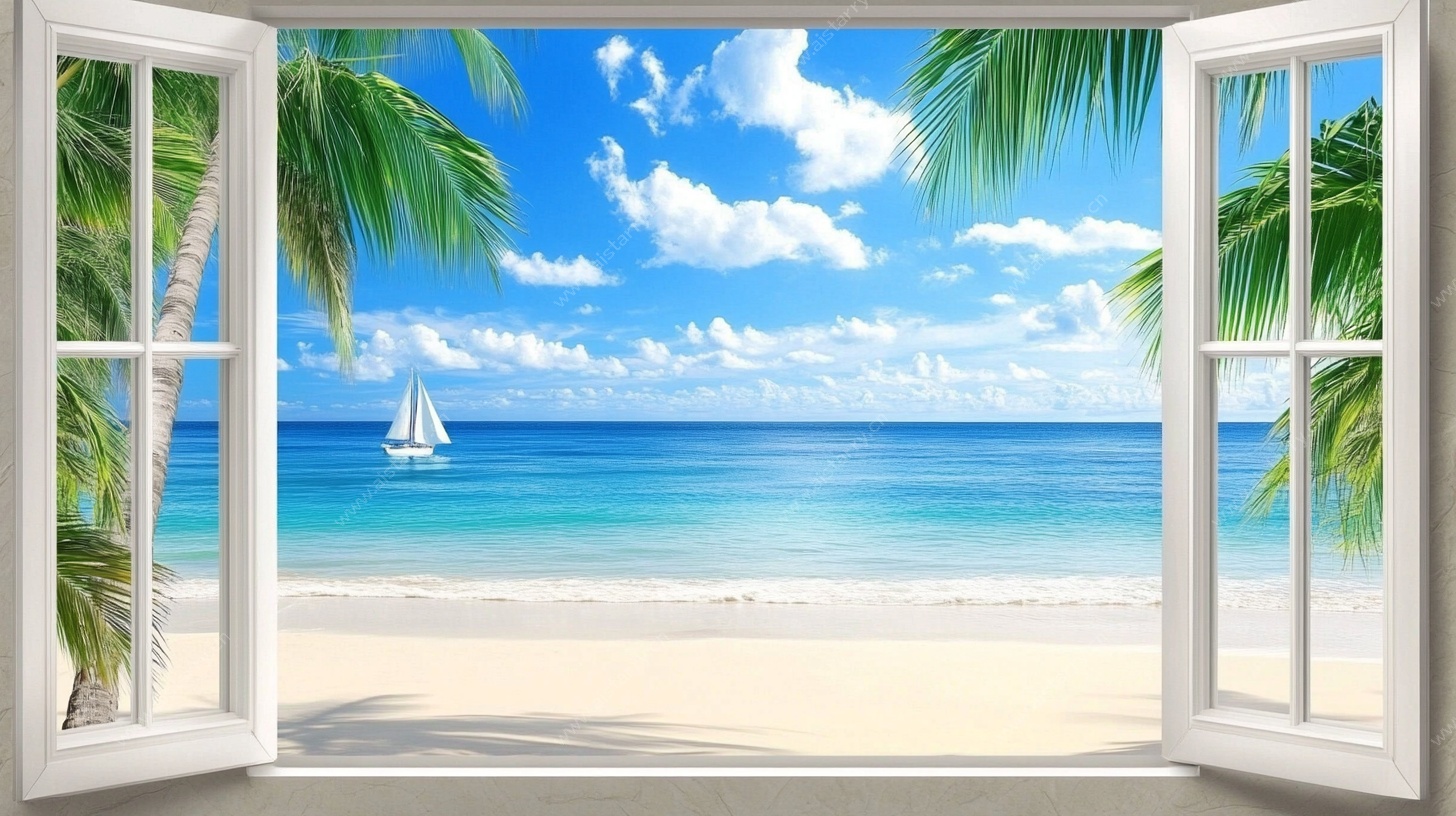 窗外的热带海滨美景
