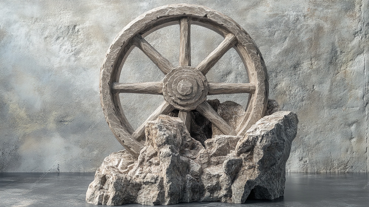 古老石轮置于岩石之上