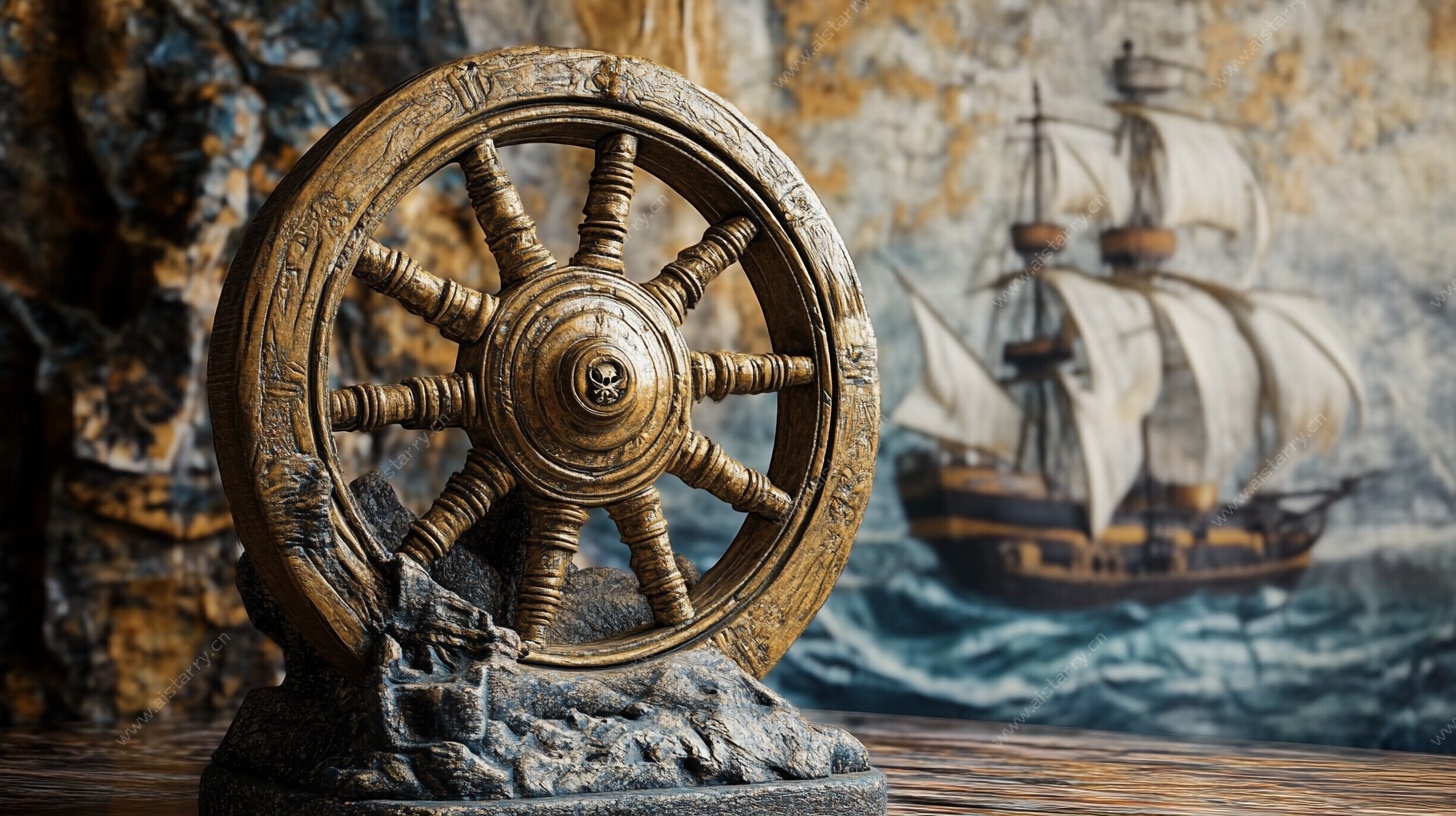 复古船舵摆件 航海风装饰