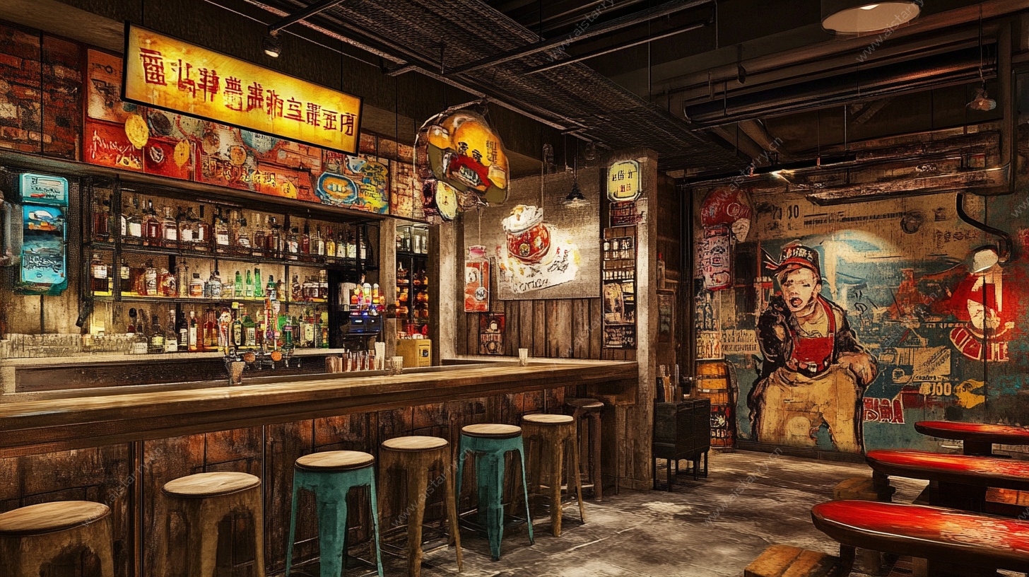 复古风酒吧室内场景展示
