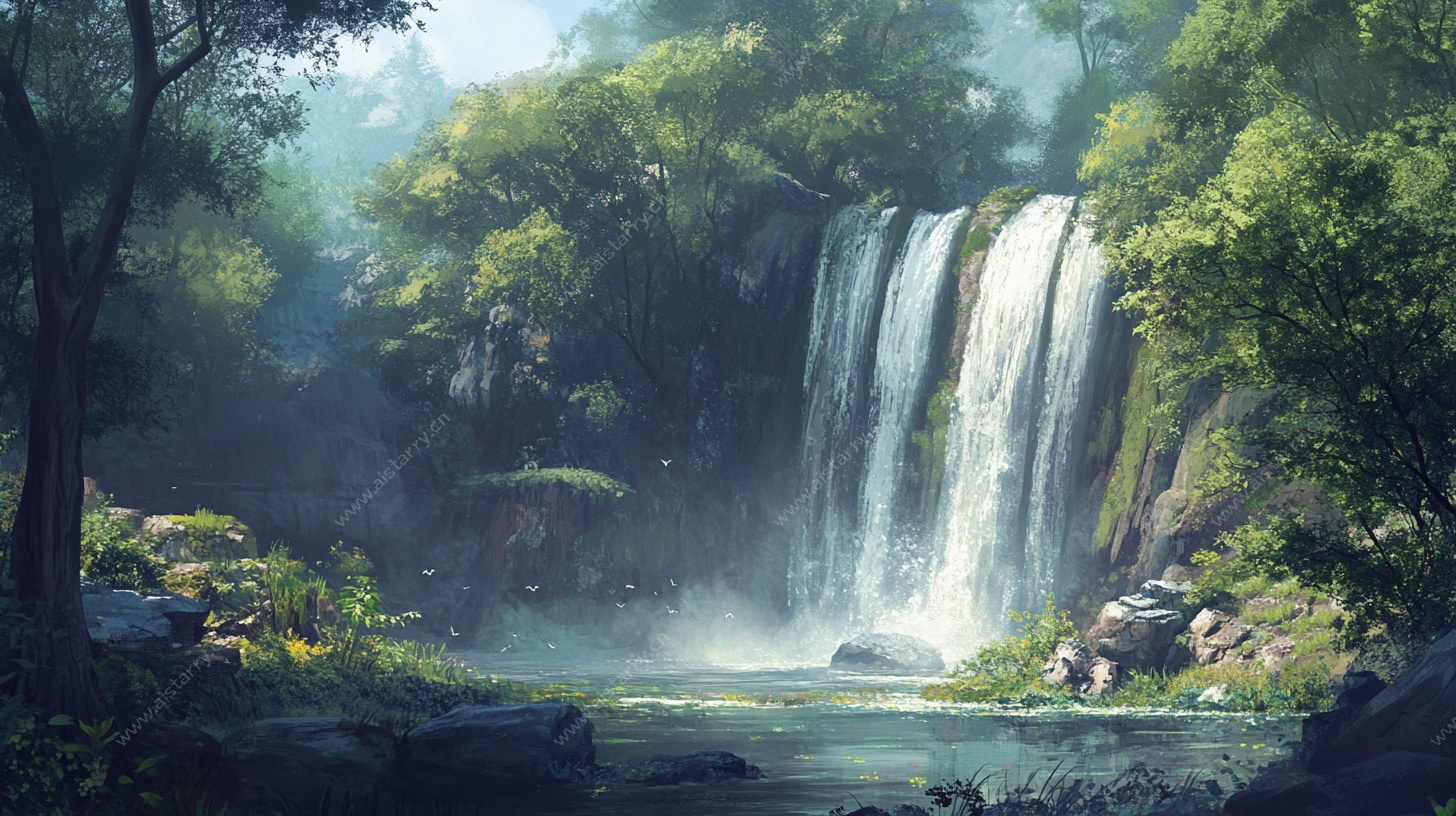 梦幻森林瀑布景观图