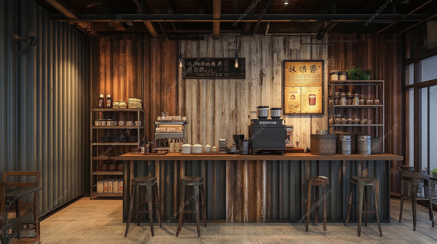 工业风复古咖啡吧台空间