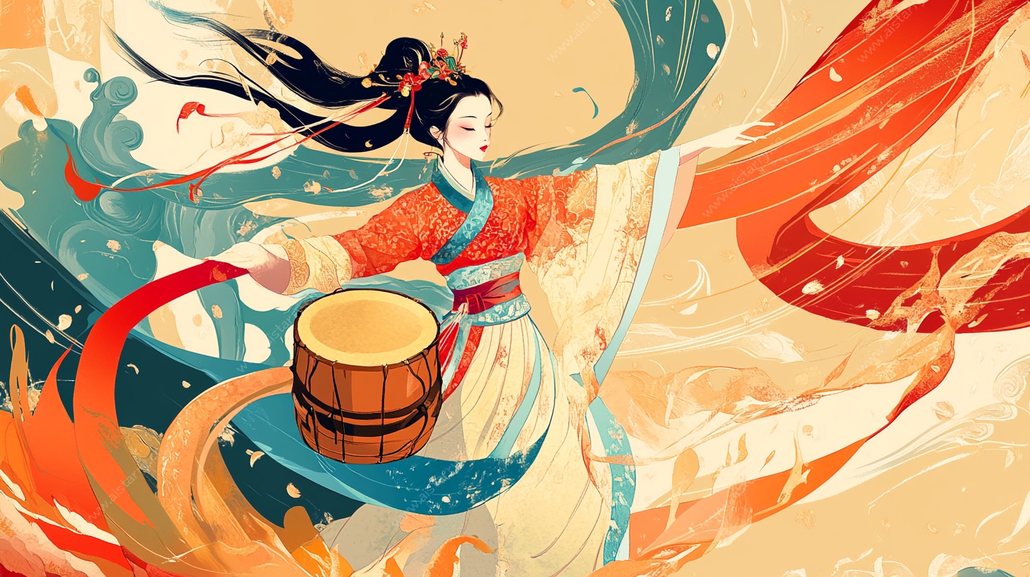 击鼓舞风的古风美人