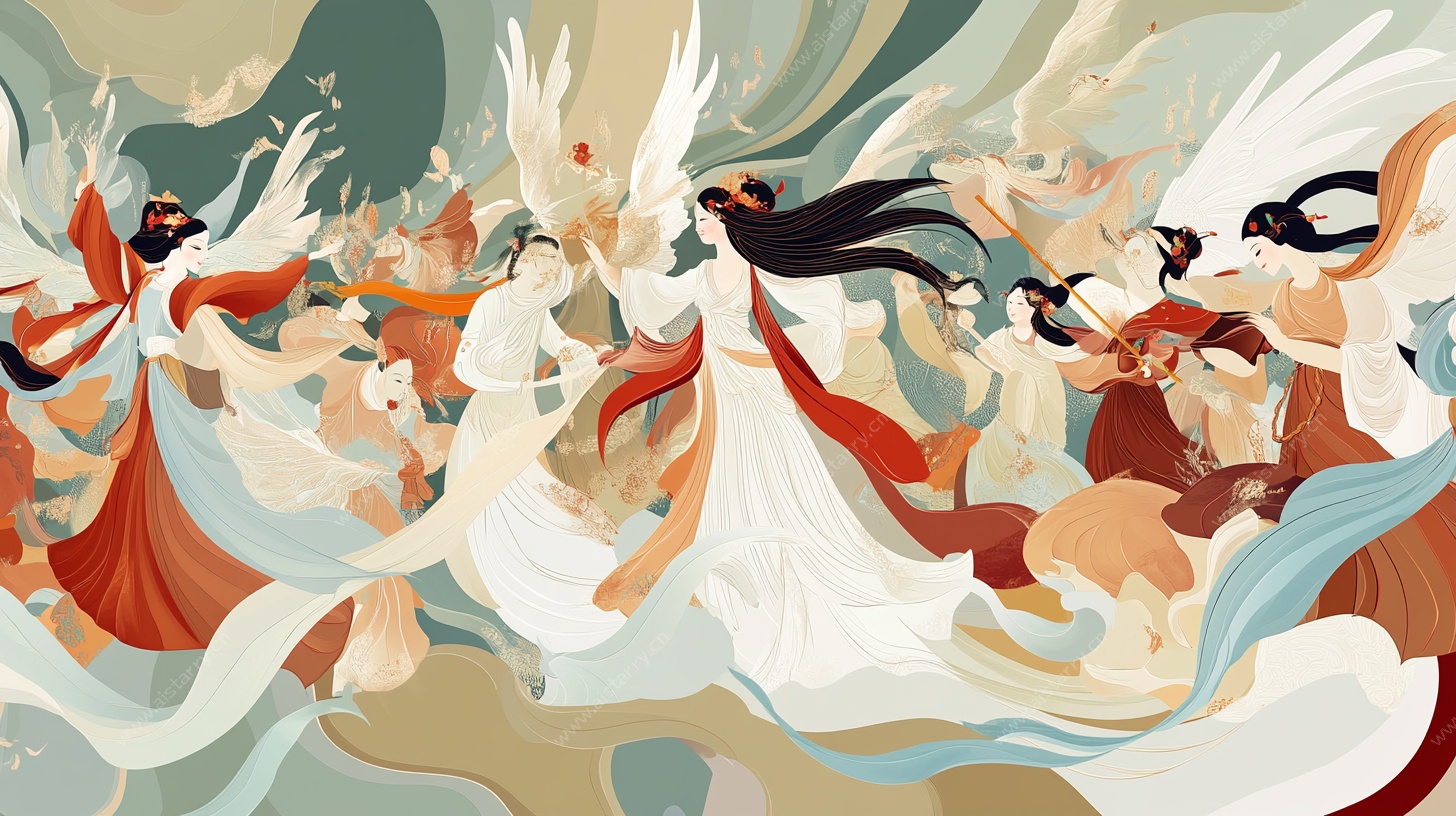 敦煌飞天仙女群舞图