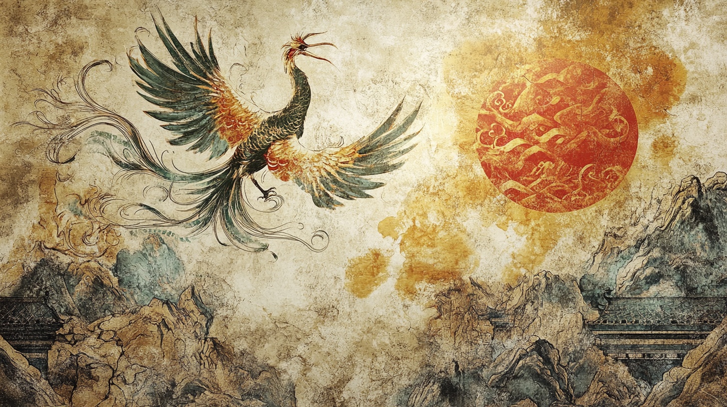 凤凰朝阳古风插画