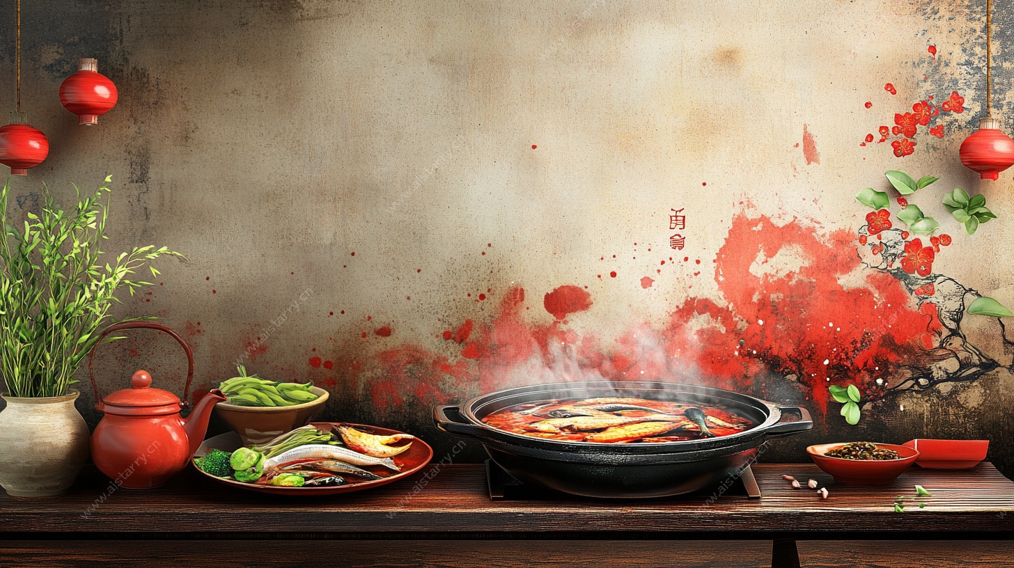 中式复古风火锅美食场景