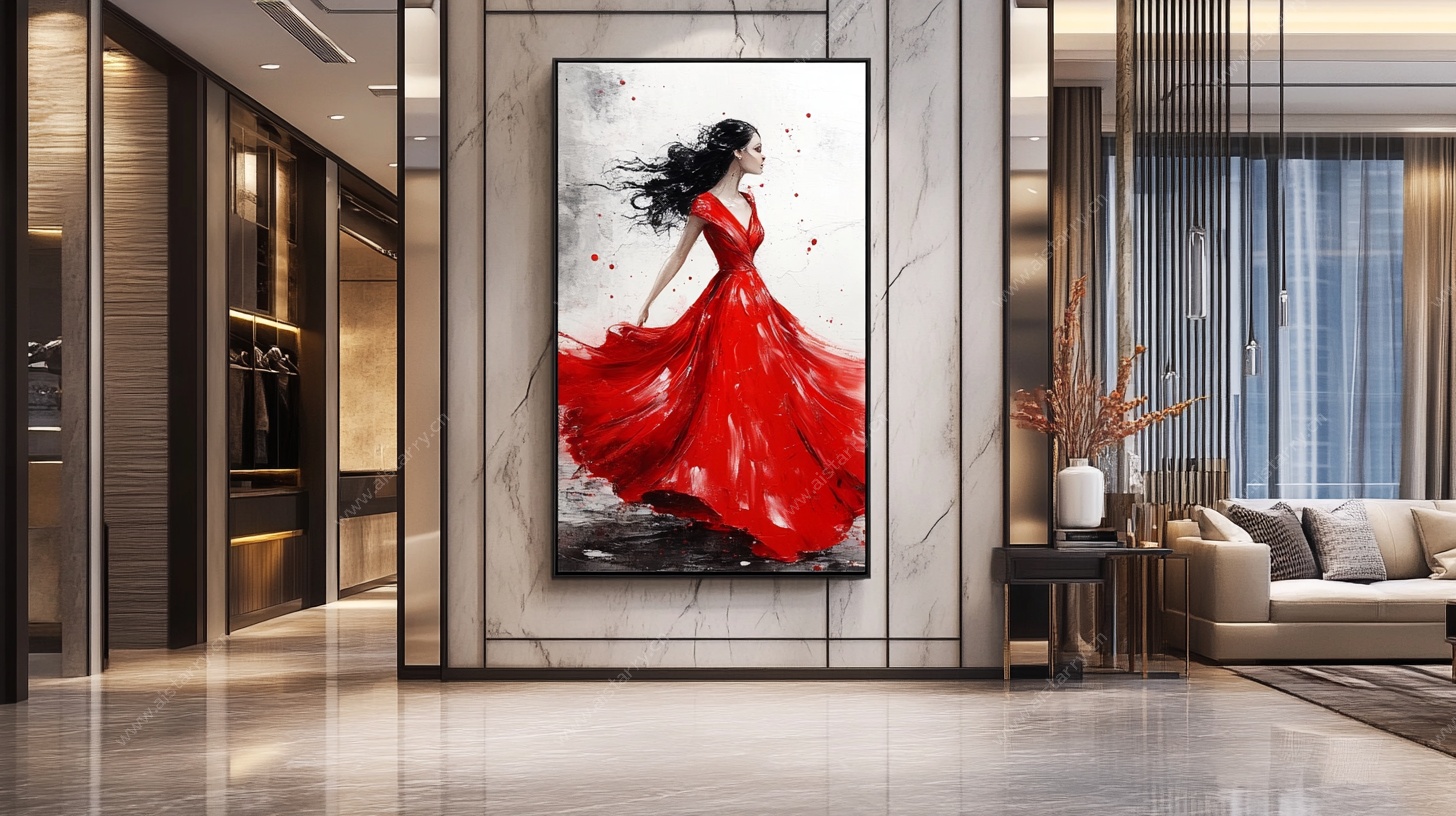 红衣舞者挂画装饰客厅