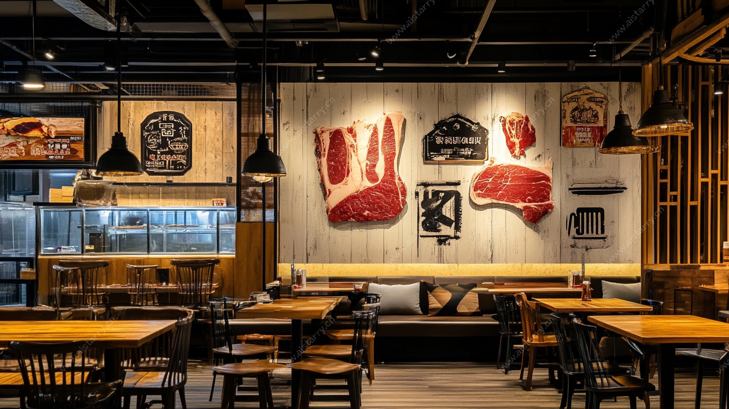 时尚牛排餐厅室内场景