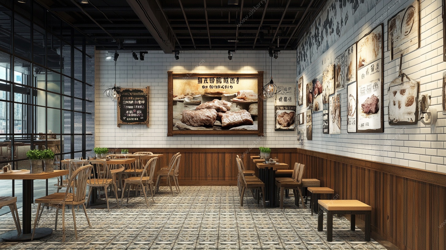 复古风温馨牛排餐厅内饰