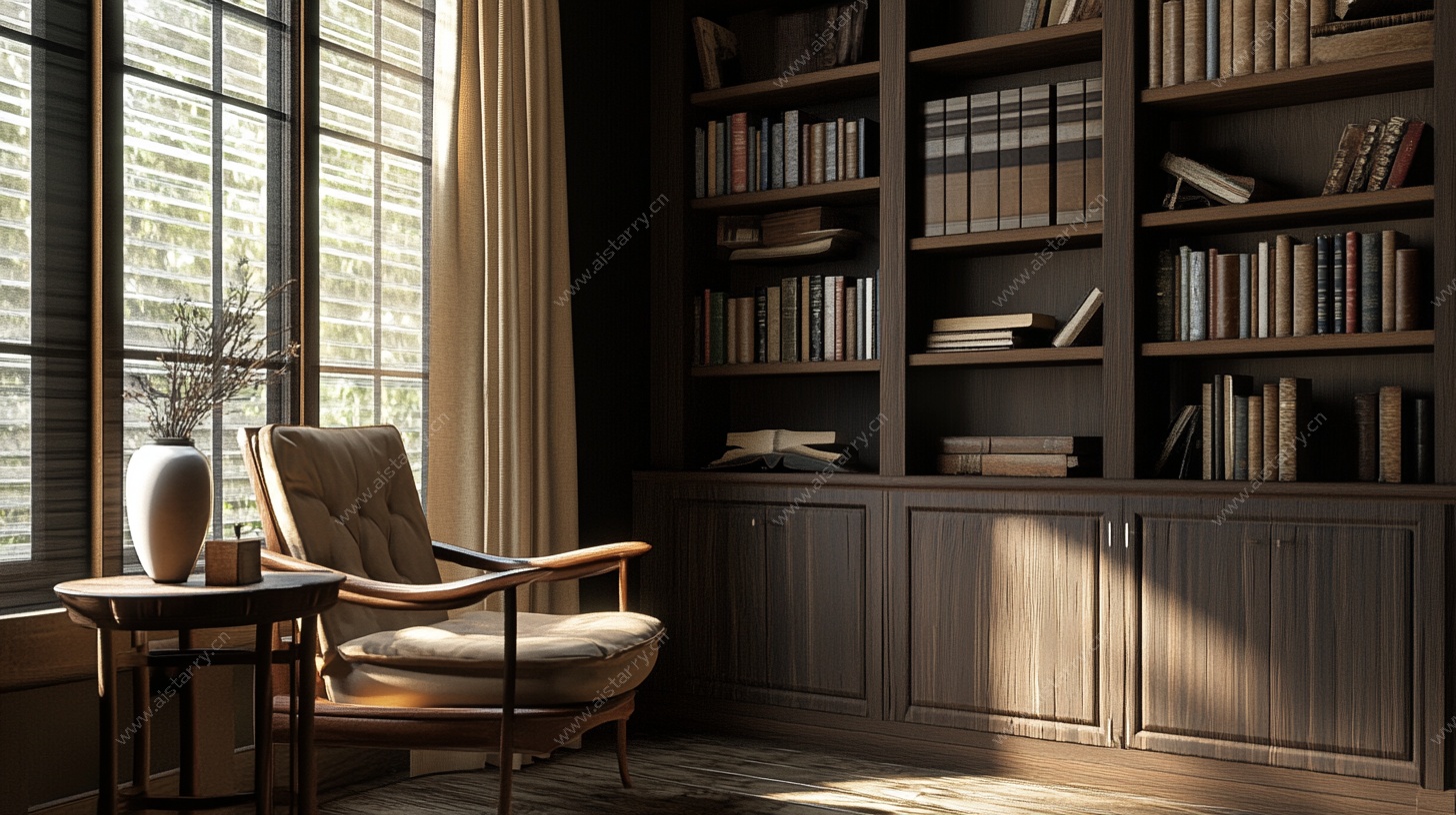 温馨静谧的书房一角