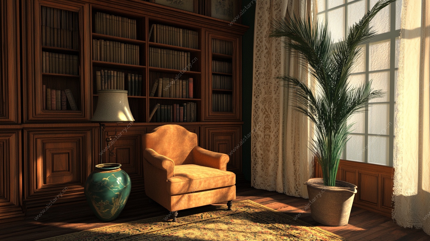 复古书房温馨角落场景