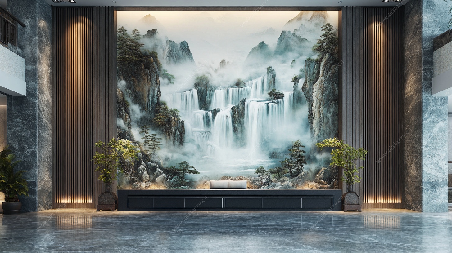 中式山水玄关装饰画