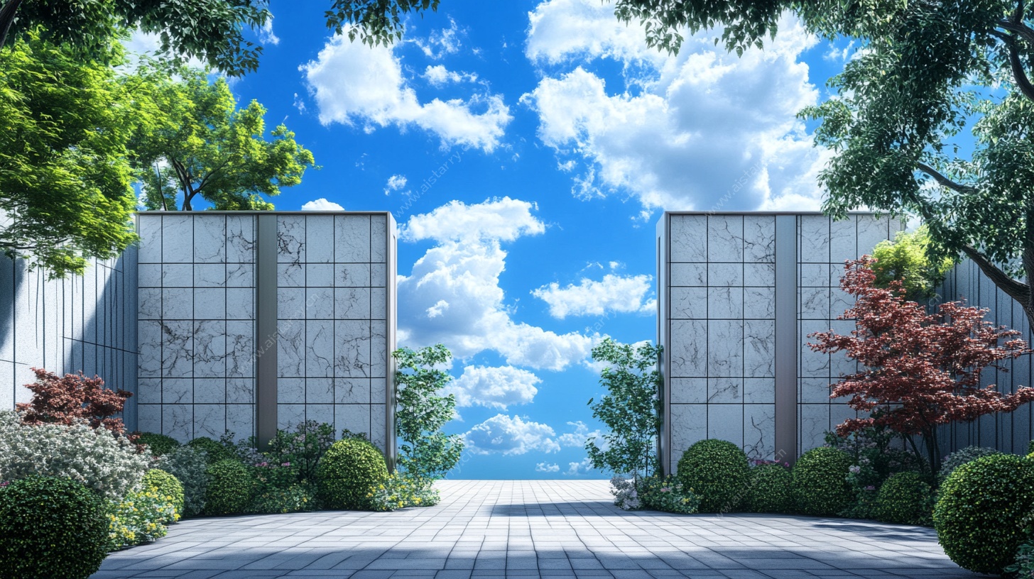 现代园林景观大门场景