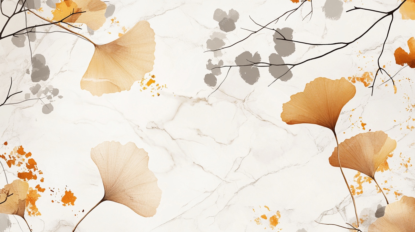 银杏花卉大理石纹理背景图