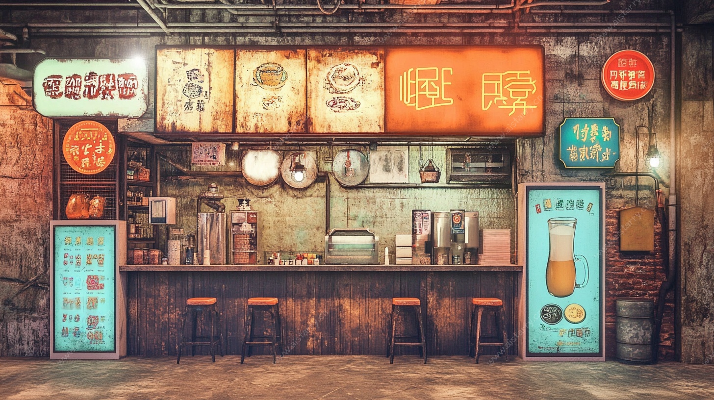 复古风奶茶店室内场景