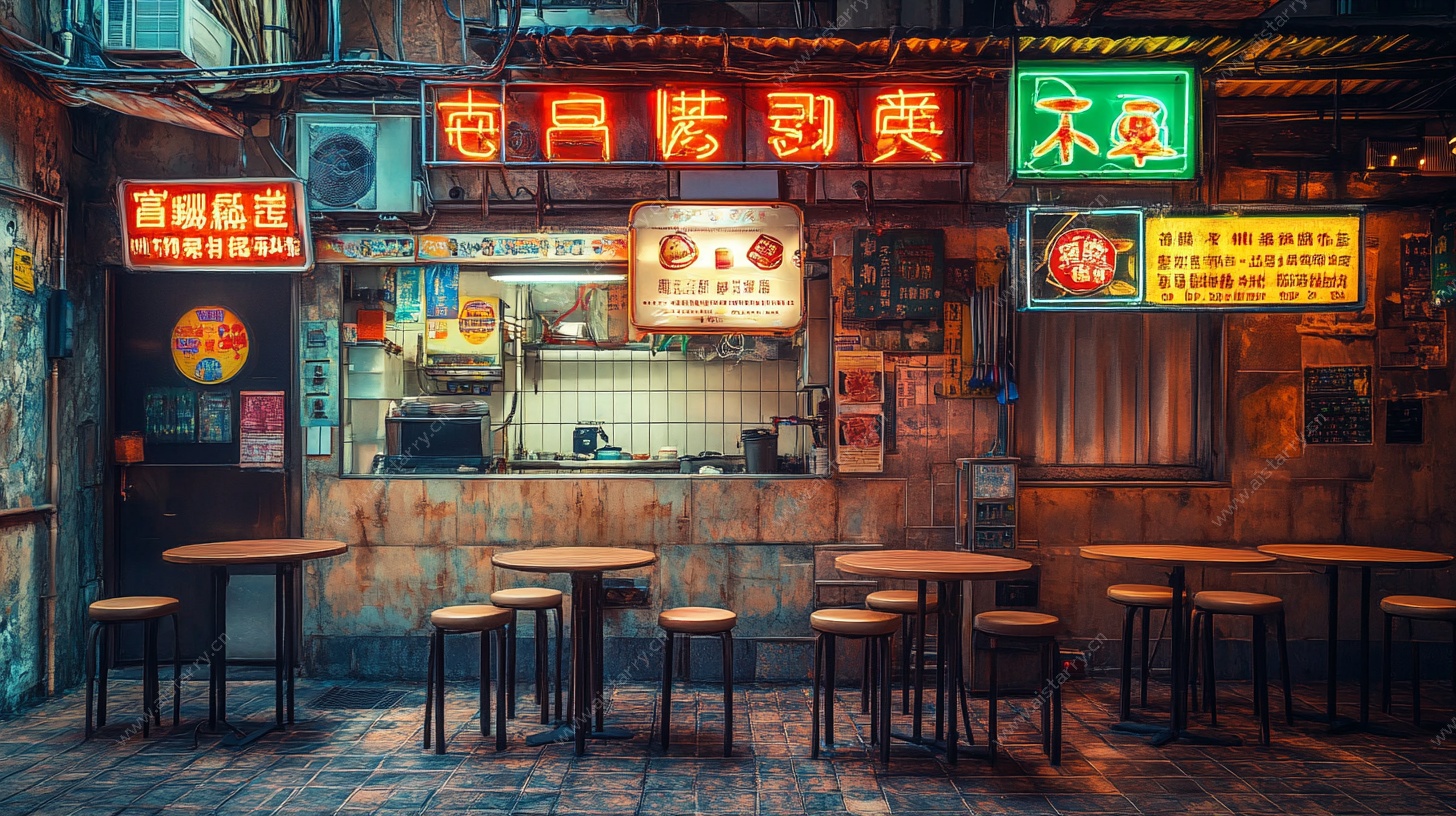 复古港式街头小吃摊