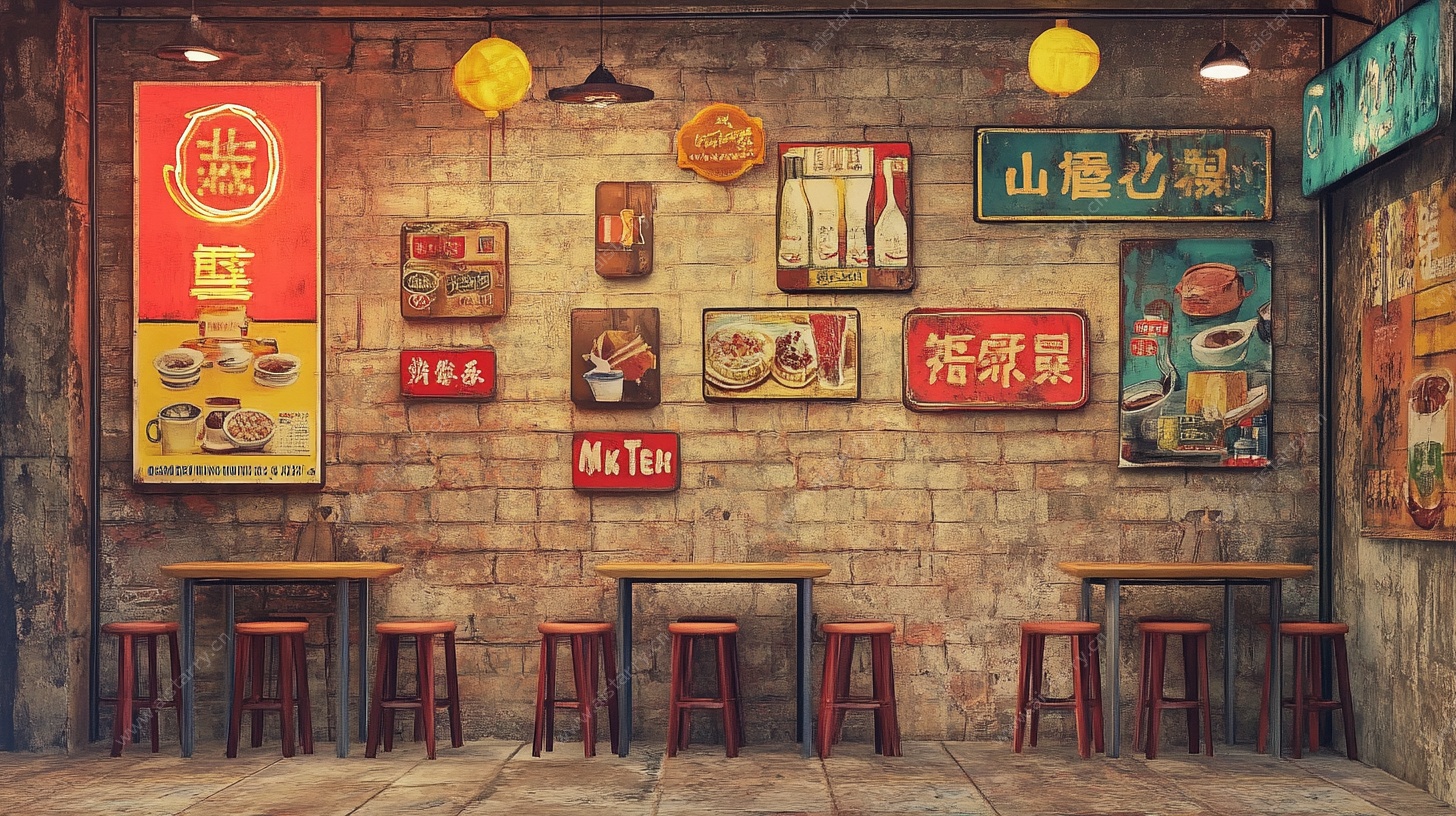 复古风街头小吃店场景