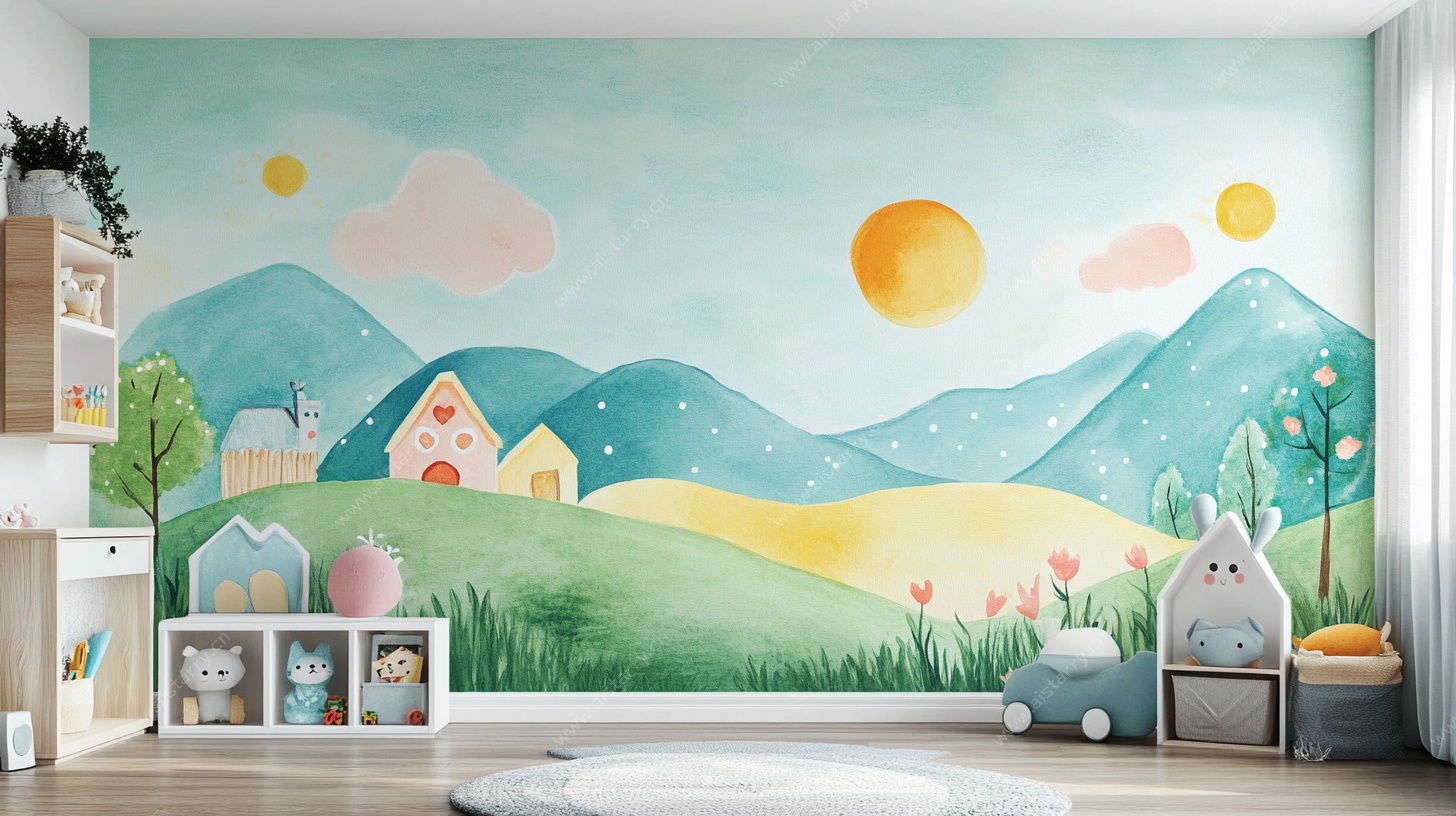 儿童房清新田园风壁画