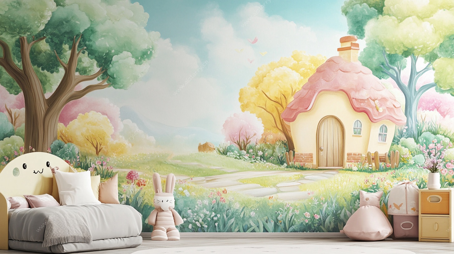 梦幻童话风儿童房壁画