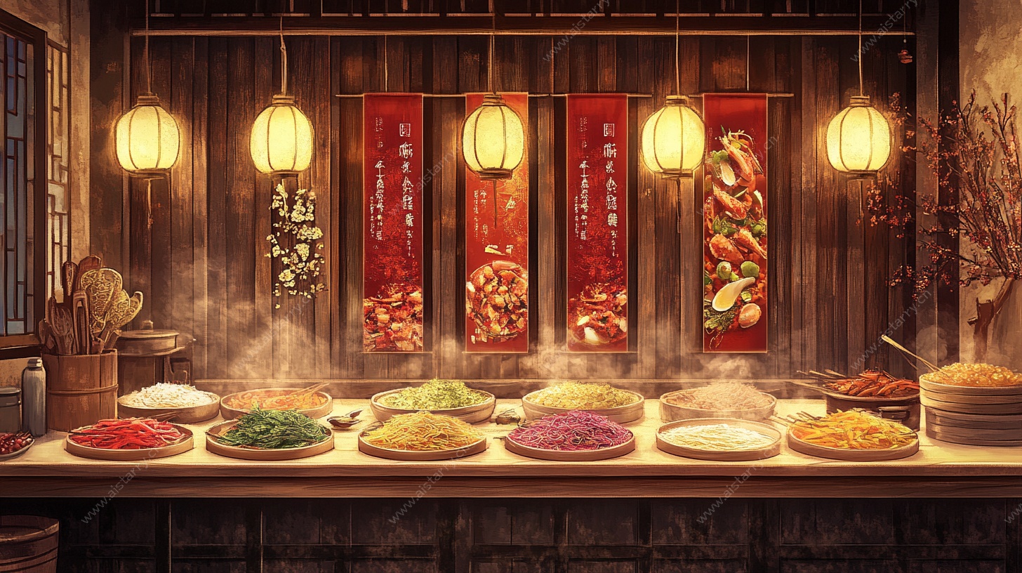 中式自助美食餐厅场景