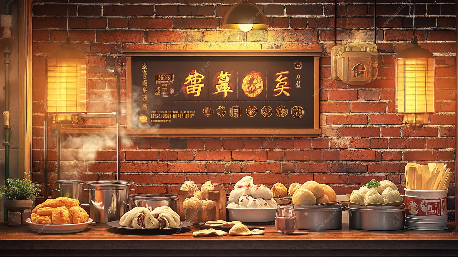 中式早餐店的丰盛早点